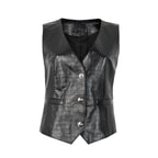 Arnia Siyah Kadın Kroko Baskılı Deri Yelek