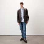 Auburn Kahverengi Erkek Deri Blazer Ceket