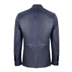 Auburn Mavi Erkek Deri Blazer Ceket