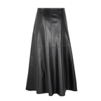 Aulii Siyah Kadın Yırtmaçlı Deri Etek