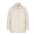 Avari Krem Kadın Puffer Deri Mont