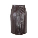 Ayalisse Kahve Kadın Kroko Baskılı Deri Etek