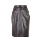 Ayalisse Kahve Kadın Kroko Baskılı Deri Etek