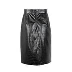 Ayalisse Siyah Kadın Kroko Baskılı Deri Etek