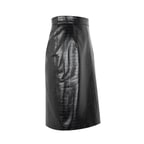 Ayalisse Siyah Kadın Kroko Baskılı Deri Etek