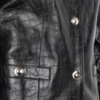 Ayita Siyah Kadın Kroko Baskılı Deri Ceket