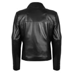 Ayunli Siyah Kadın Biker Deri Ceket