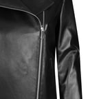 Ayunli Siyah Kadın Biker Deri Ceket