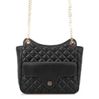 Azaliya Siyah Kadın Kapitone Deri Omuz Çantası