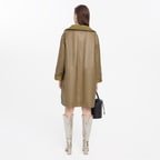 Azia Haki Kadın Çift Taraflı Deri Trençkot