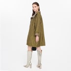 Azia Haki Kadın Çift Taraflı Deri Trençkot