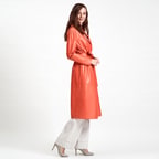 Aziza Kadın Deri Uzun Trençkot