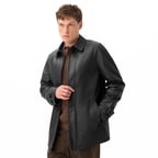 Bastion Siyah Erkek Deri Palto