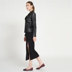 Beatrix Siyah Kadın Deri Biker Ceket