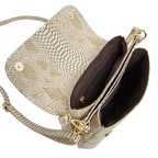 Bej Betty Kadın Egzotik Baskılı Deri Omuz Çantası