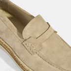 Bej Erkek Örgü Detaylı Süet Loafer