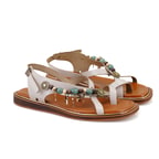 Bej Kadın Aksesuar Detaylı Deri Sandalet