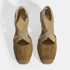 Bej Kadın Lastik Bantlı Dolgu Topuklu Süet Espadril