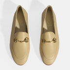 Bej Kadın Toka Aksesuarlı Deri Loafer