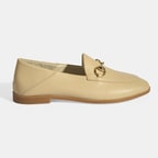 Bej Kadın Toka Aksesuarlı Deri Loafer
