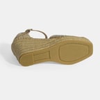 Bej Kadın Toka Aksesuarlı Taş Detaylı Dolgu Topuklu Süet Espadril