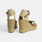 Bej Kadın Toka Detaylı Dolgu Topuklu Süet Espadril 