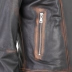 Benvolio Kahve Kadın Vintage Biker Deri Ceket