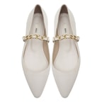 Beyaz Fiori Kadın Deri Babet