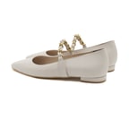 Beyaz Fiori Kadın Deri Babet