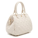 Beyaz Lisa Kadın Kapitone Deri El Çantası