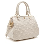 Beyaz Lisa Kadın Kapitone Deri El Çantası