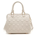 Beyaz Lisa Kadın Kapitone Deri El Çantası