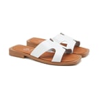 Beyaz Nell Kadın Deri Terlik