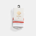 Beyaz-Turuncu Çizgili Kadın Bambu Tenis Çorap