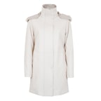 Biana Krem Kadın Kapüşonlu Deri Kaban