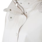 Biana Krem Kadın Kapüşonlu Deri Kaban