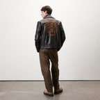 Bill Kahve Erkek Kartallı Vintage Biker Deri Mont