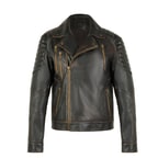 Bill Kahve Erkek Kartallı Vintage Biker Deri Mont