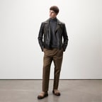 Bill Kahve Erkek Kartallı Vintage Biker Deri Mont