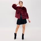 Bordo Enriqua Kadın Kürk Mont