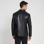 Bradley Siyah Erkek Deri Blazer Ceket 