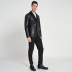 Bradley Siyah Erkek Deri Blazer Ceket 