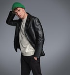 Bradley Siyah Erkek Deri Blazer Ceket 