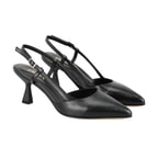 Brandie Siyah Kadın Ayarlanabilir Tokalı Topuklu Deri Abiye