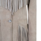 Breahne Bej Kadın Püsküllü Western Deri Ceket