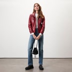 Briellen Kırmızı Kadın Deri Mont