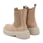 Brissa Krem Kadın Yandan Lastikli Deri Chelsea Bot
