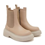 Brissa Krem Kadın Yandan Lastikli Deri Chelsea Bot