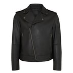 Bryan Siyah Erkek Kapüşonlu Deri Biker Ceket