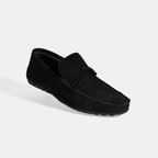 Calandra Siyah Erkek Bağcık Detaylı Slip-On Süet Loafer